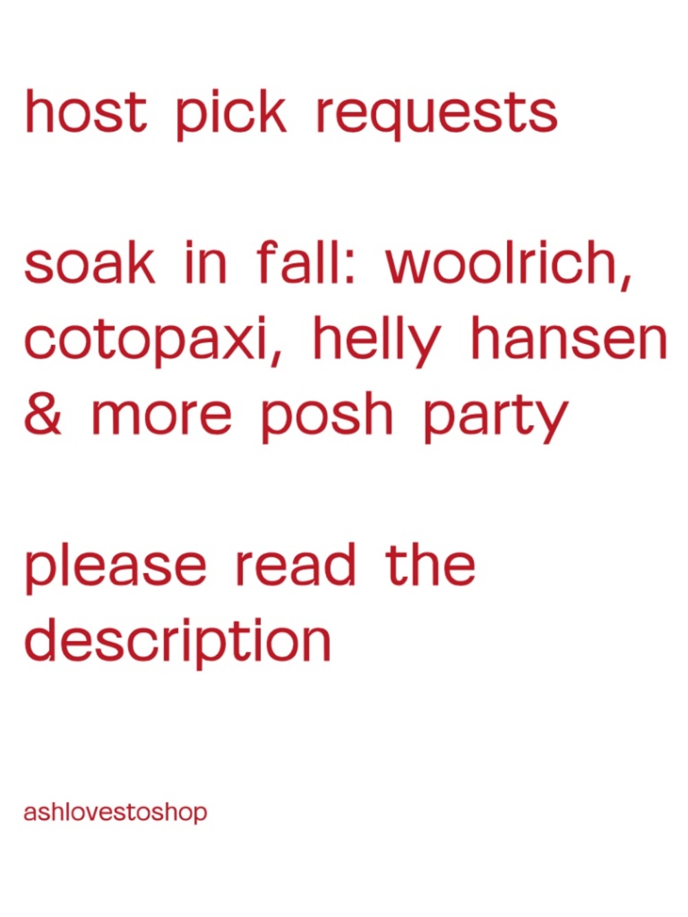 host pick requests - Picture 1 of 1